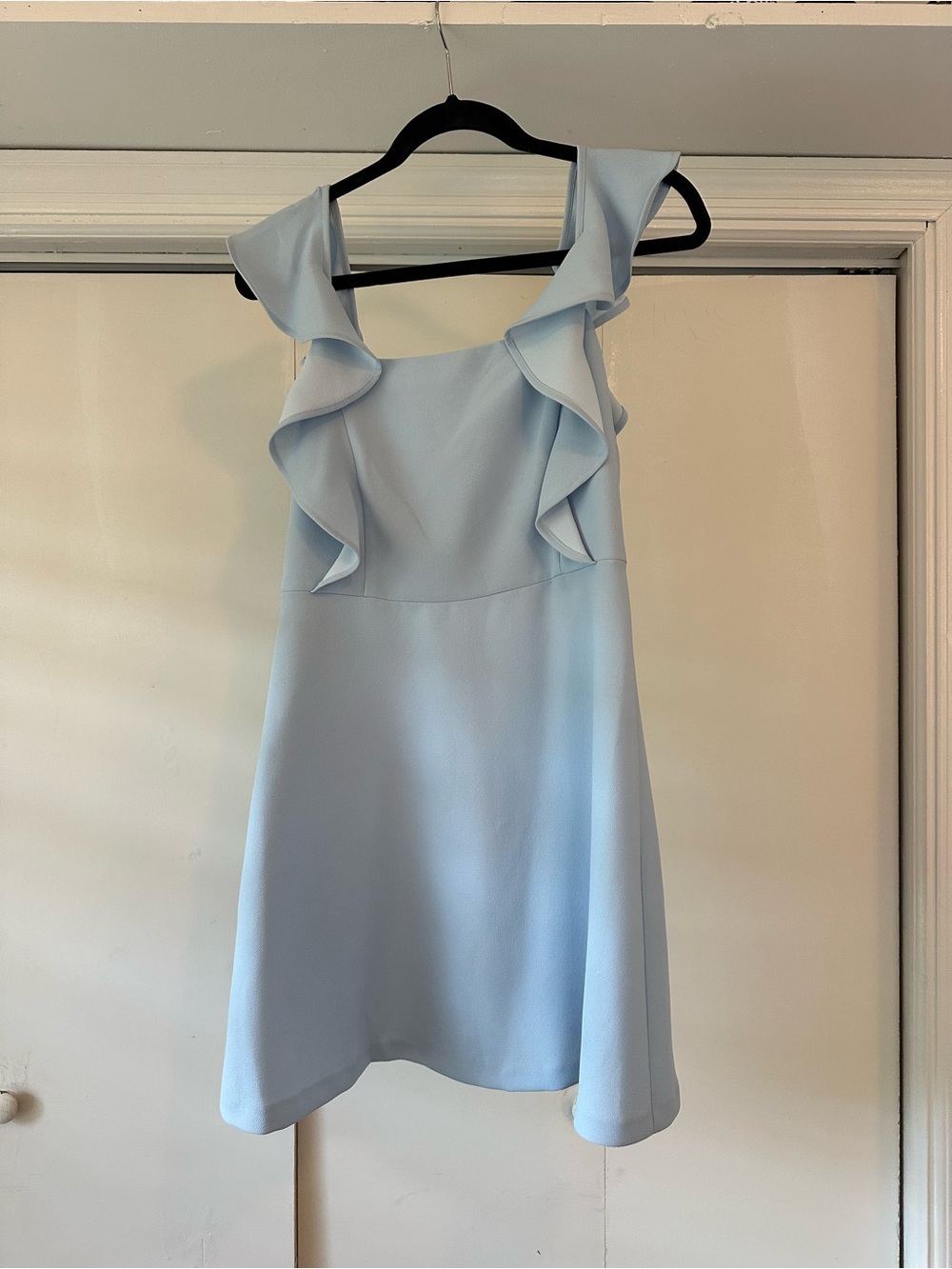 BCBGeneration Light Blue Ruffle Strap Mini Dress